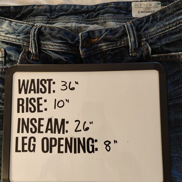 Diesel Zaghor Jeans Size 36x26 Wash 008SS Destressed Button Fly Made in Italy - Picture 11 of 11